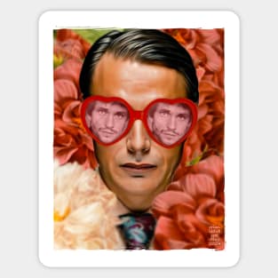 Flower Hannibal with Will Graham Heart Glasses Sticker